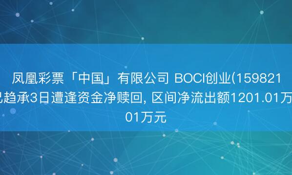 凤凰彩票「中国」有限公司 BOCI创业(159821)已趋承3日遭逢资金净赎回， 区间净流出额1201.01万元