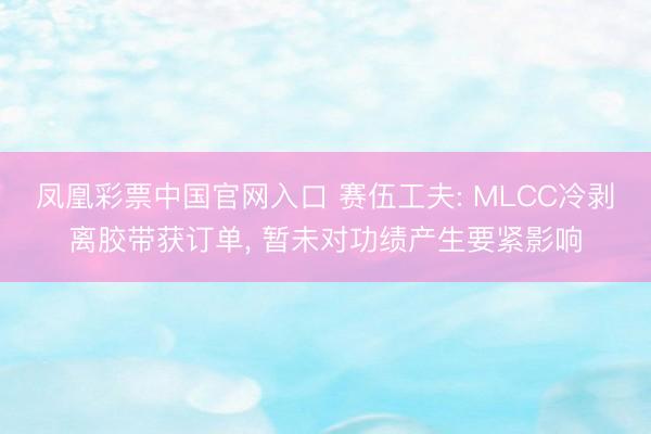 凤凰彩票中国官网入口 赛伍工夫: MLCC冷剥离胶带获订单， 暂未对功绩产生要紧影响