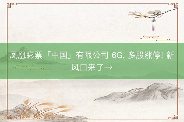 凤凰彩票「中国」有限公司 6G， 多股涨停! 新风口来了→