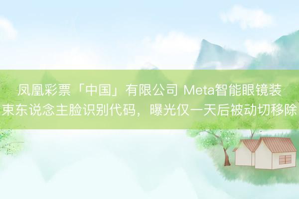 凤凰彩票「中国」有限公司 Meta智能眼镜装束东说念主脸识别代码,曝光仅一天后被动切移除