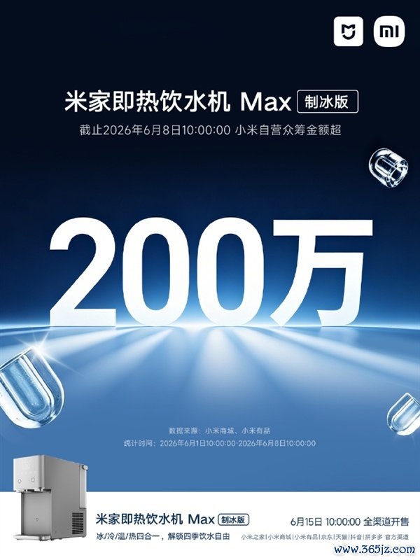 米家即热饮水机Max制冰版众筹破200万：冰/冷/温/热4合1