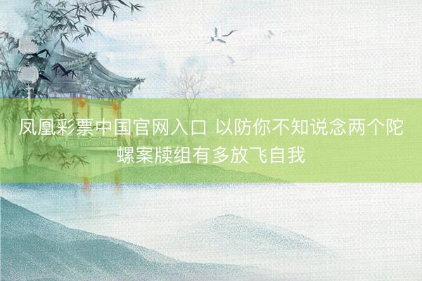 凤凰彩票中国官网入口 以防你不知说念两个陀螺案牍组有多放飞自我