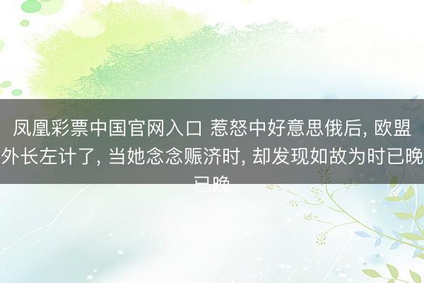 凤凰彩票中国官网入口 惹怒中好意思俄后, 欧盟外长左计了, 当她念念赈济时, 却发现如故为时已晚