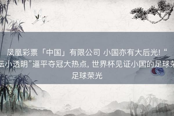 凤凰彩票「中国」有限公司 小国亦有大后光! “足坛小透明”逼平夺冠大热点， 世界杯见证小国的足球荣光