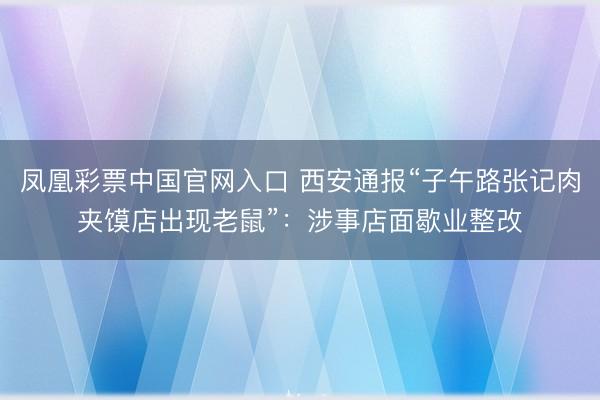 凤凰彩票中国官网入口 西安通报“子午路张记肉夹馍店出现老鼠”：涉事店面歇业整改